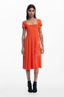 Laag uitgesneden midijurk - ORANGE - XXL