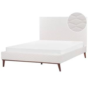 Beliani - BAYONNE - Tweepersoonsbed - Wit - 160 x 200 cm - Fluweel