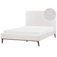 Beliani - BAYONNE - Tweepersoonsbed - Wit - 160 x 200 cm - Fluweel