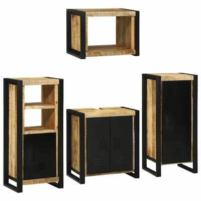 Badkamermeubelset Wandgemonteerd 4 pcs Bruin Massief Mango Hout