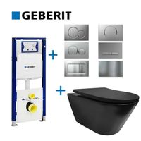 Geberit UP320 Toiletset set10 Wiesbaden Stereo Mat Zwart met Sigma Drukplaat - thumbnail