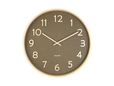 Wall clock Pure wood grain medium moss green