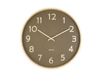 Wall clock Pure wood grain medium moss green