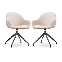 Nolon Nola-Mae Draaibare Eetkamerstoelen Beige - Zwart - 2x - thumbnail