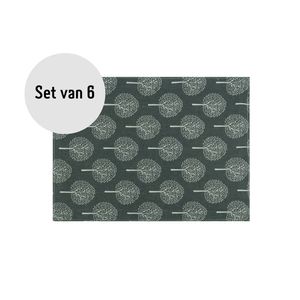 Krumble Placemat met boom patroon - 30 x 40 cm - Katoen - Antraciet - Set van 6