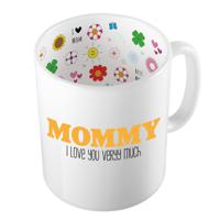 Cadeau koffie/thee mok voor mama - oranje - ik hou van jou - keramiek - 300 ml - Moederdag - thumbnail