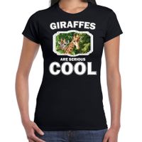 Dieren giraffe t-shirt zwart dames - giraffes are cool shirt - thumbnail