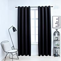 VidaXL Gordijn verduisterend met metalen ringen 2 st 140x175 cm zwart