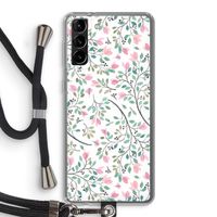 Sierlijke bloemen: Samsung Galaxy S21 Plus Transparant Hoesje met koord