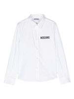 Moschino Kids chemise en popeline à logo brodé - Blanc