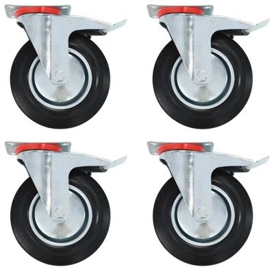 Zwenkwielen met dubbele remmen 4 st 200 mm