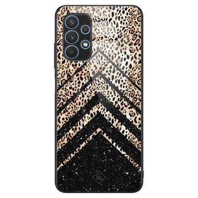 Samsung Galaxy A32 5G glazen hardcase - Chevron luipaard