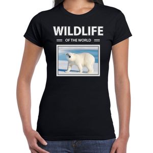IJsbeer t-shirt met dieren foto wildlife of the world zwart voor dames