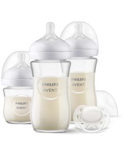 Philips AVENT Natural Response 3 glazen flessen + fopspeenset doorzichtig