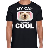 Rag doll katten / poezen t-shirt my cat is serious cool zwart voor heren Rag doll katten / poezen t-shirt my cat is serious cool zwart voor heren