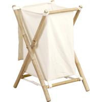 Tendance Wasmand met 1 compartiment - bamboe hout - canvas - wit - inklapbaar
