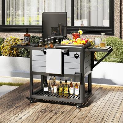 Koeltrolley met 2 Zijplanken & Flesopener & Handdoekhouder Serveerwagen Zijtrolley