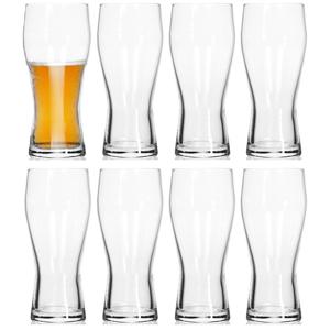 Bierglazen/drinkglazen/Pilsglazen - set van 8x stuks - 400 ml - Hoog model bierglas - 17 cm