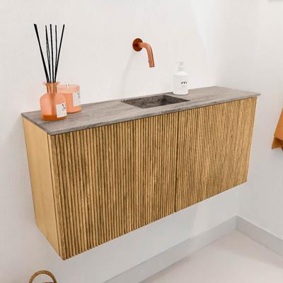 Toiletmeubel Mondiaz Joya Dlux | 90 cm | Meubelkleur Oak | Faye wastafel Oza Wasbak Midden | Zonder kraangat(en)