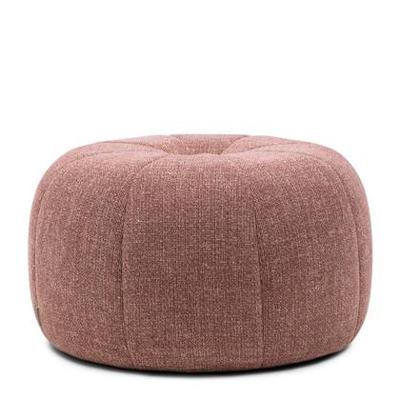 Rivièra Maison - Elegante Falcone Poef in C99 - Koraalroze van PA0 - Polyester en Rubberhout, Hoogte 41 cm
