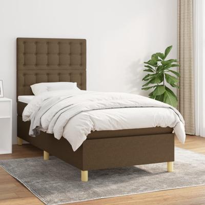 Boxspring met matras stof donkerbruin 90x200 cm