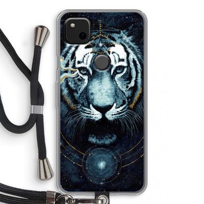 Darkness Tiger: Pixel 4a Transparant Hoesje met koord