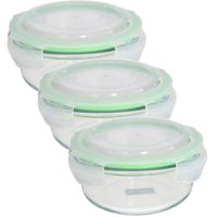 Set van 4x stuks bewaarbakje/vershoudbakje rond met deksel 620 ml ovenbestendig glas