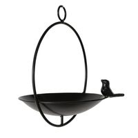 Vogelbad/voederschaal - zwart - ijzer - D22 x H27 cm - drinkschaal voor tuinvogels