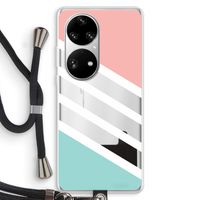 Strepen pastel: Huawei P50 Pro Transparant Hoesje met koord
