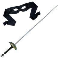 Zorro verkleed set zwart masker met Sabel 60 cm - thumbnail