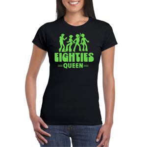 Bellatio Decorations Verkleed shirt voor dames - eighties queen - zwart/groen - jaren 80 - carnaval 2XL  -