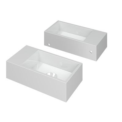 INK Versus Fontein - 36x18x9cm - wasbak rechts - 0 kraangaten - polystone wit glans 3404100