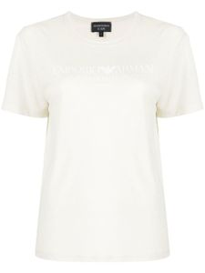 Emporio Armani t-shirt en lin mélangé à logo imprimé - Tons neutres