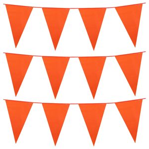 Oranje vlaggenlijn - 3x - 25 meter - 40 vlaggen - kunststof - Vlaggenlijnen