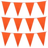 Oranje vlaggenlijn - 3x - 25 meter - 40 vlaggen - kunststof - Vlaggenlijnen
