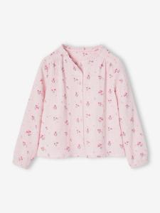 Personaliseerbare meisjesblouse van katoenen gaas lichtroze