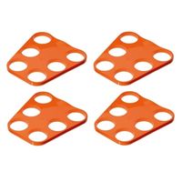 4x Oranje plastic bier trays voor 6 glazen