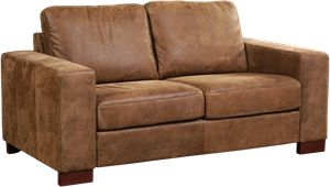 Bruine leren moderne 2-zitsbank Enjoy - poot hout bruin - Kenia Leer Brown (bruin leer)