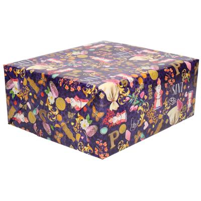 Sinterklaas inpakpapier - 4x - cadeaupapier - print paars - 2.5 x 0.7 meter - Luxe kwaliteit Sinterklaas inpakpapier - 4x - cadeaupapier - print paars - 2.5 x 0.7 meter - Luxe kwaliteit