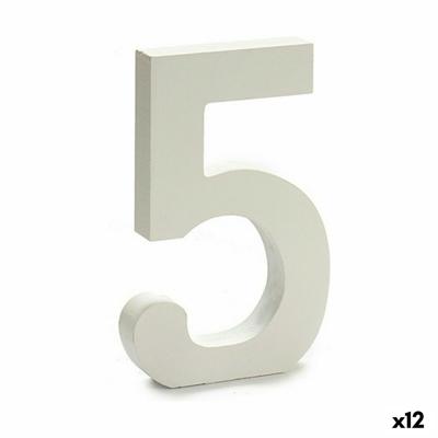 Cijfer 5 Hout Wit (1,8 x 21 x 17 cm) (12 Stuks)