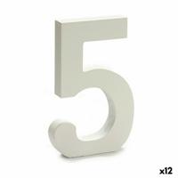 Cijfer 5 Hout Wit (1,8 x 21 x 17 cm) (12 Stuks)