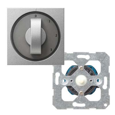 Gira ventilatorschakelaar 0-1-2-3 met draaiknop aluminium