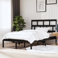 Bedframe massief hout zwart 150x200 cm
