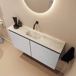 Toiletmeubel Mondiaz Ture Dlux | 100 cm | Meubelkleur Plata | Eden wastafel Ostra Midden | Zonder kraangat