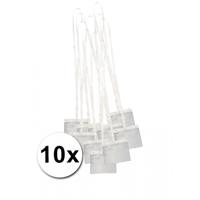 Badgehouders/naamkaarthouders - 10x - met wit keycord/lanyard - plastic - beurs/feest