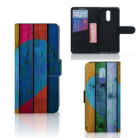 Nokia 3.2 Book Style Case Wood Heart - Cadeau voor je Vriend - thumbnail