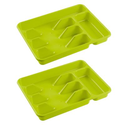 Besteklade indeler - kunststof - 5 compartimenten - groen - 34 x 26 x 5 cm - keuken organizer