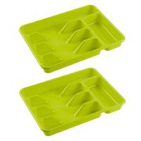Besteklade indeler - kunststof - 5 compartimenten - groen - 34 x 26 x 5 cm - keuken organizer