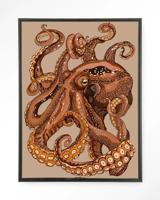 Urban Cotton Wandkleed 'Pulpo' 110 x 145cm in Floating Frame - black