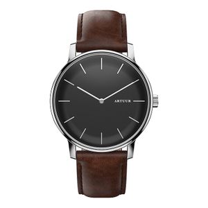 ARTUUR Sterling - Polshorloge - Donkerbruin Leer